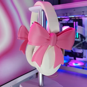 Attache casque avec nœud imprimé en 3D : accessoire pour gamer Kawaii (paire de 2 nœuds)
