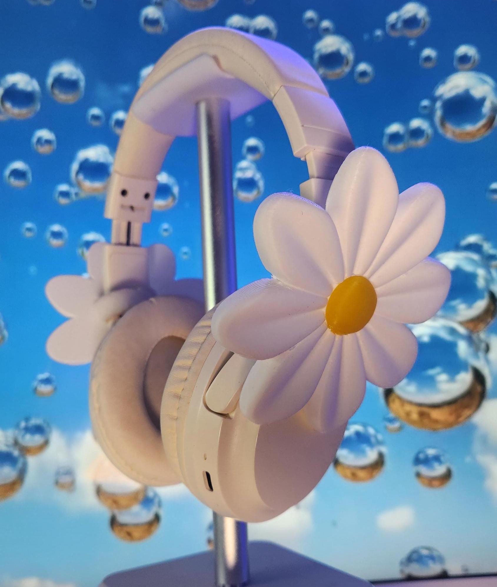 3D Printed Flower Headphone Attachment: Coquette Kawaii Accessory(Pair 2 Flowers)