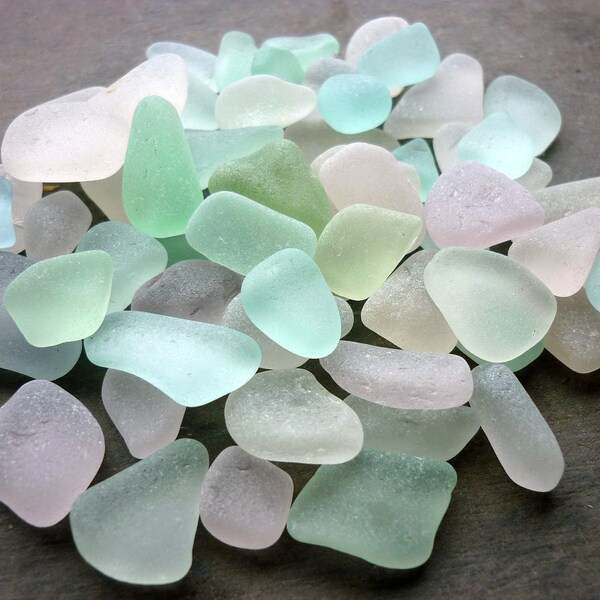 60pcs Sea Glass Beach Glass Mosaic Lavender Aqua Sea Foam Supplies SG22