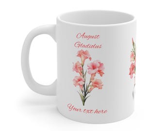 Gladiolus Floral Mug: August Birth Month Gift