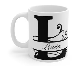 Personalized Letter L Monogram Mug - Custom Name Coffee Mug