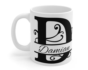 Mug personnalisé avec monogramme lettre D - Mug à café avec prénom personnalisé