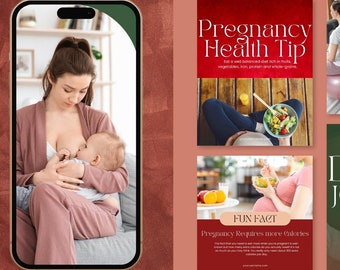 Healthy Pregnancy Doula Perinatal Midwife Birth worker Social Media Templates| Editable Canva Designs | Small Business Graphics