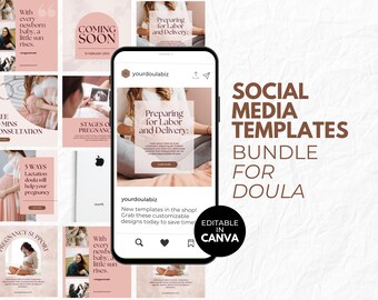 Maternal Health Perinatal Doula Midwife Lactation Birth worker Social Media Templates| Editable Canva Designs | Small Business Graphics