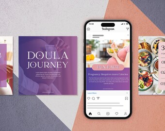 Doula Birth Worker Perinatal Midwife Birth worker Social Media Templates| Editable Canva Designs | Small Business Graphics