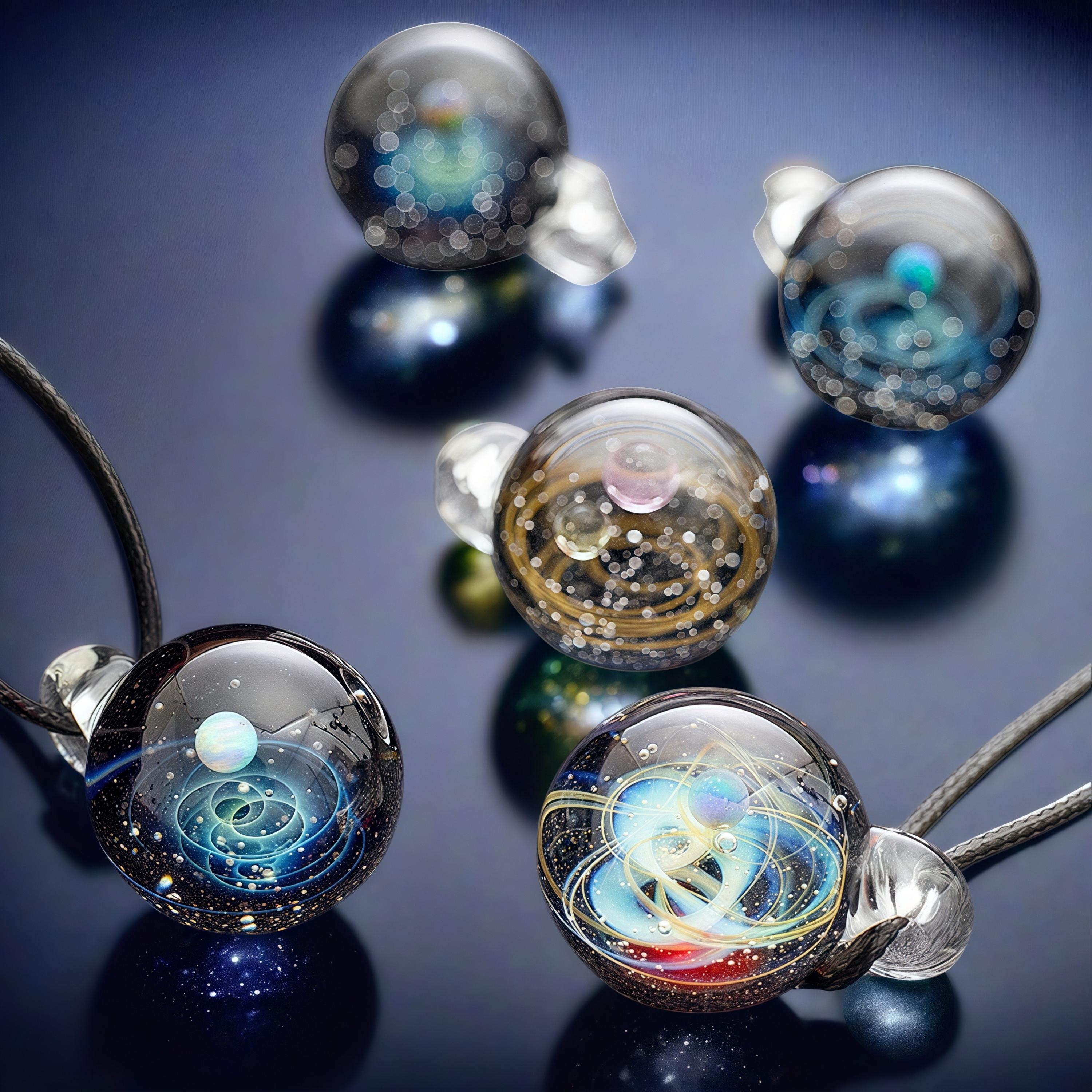 Starry Sky Glass Pendant, Handmade Cosmic Necklace Jewelry, Unique