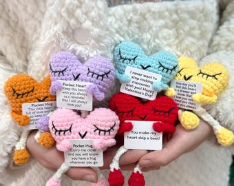 Mother's Day Crochet Heart,Hug Pocket Heart,Personalized Heart,Pocket Hug Heart,Amigurumi Heart-Mother's Day Gift for Her Mom,Grandma,Aunt