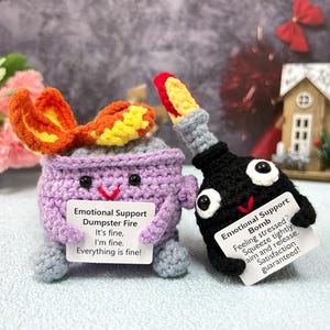 Handmade crochet emotional support trash cans/Bombs, I'm fine, Everything is fine, Humorous gifts, Office decorations, Gifts to colleagues