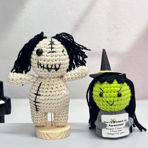 Halloween Handmade Crochet Voodoo Doll and Witch,Halloween Doll,Creepy Doll,Amigurumi Voodoo Plushy Doll,Halloween Decor,Halloween Gift Idea