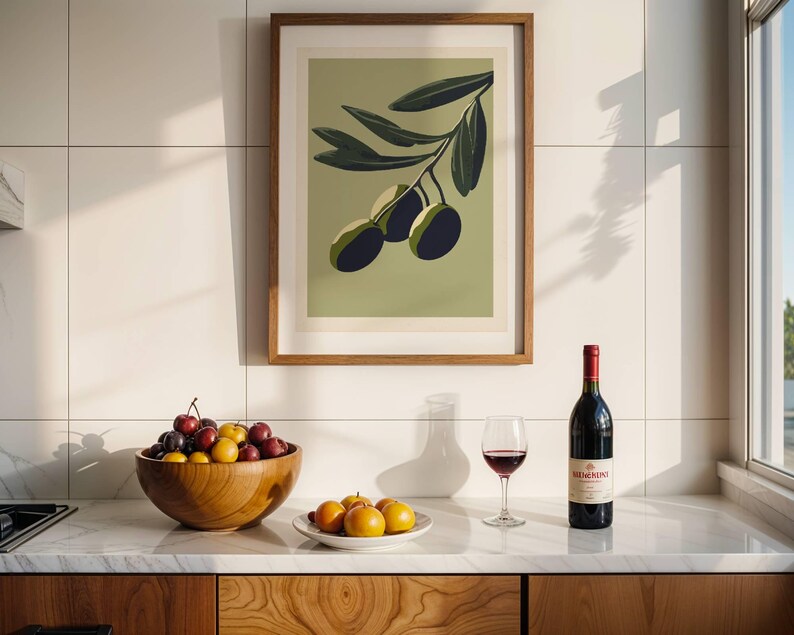 Minimalist Olive Branch Art Print Modern Kitchen Wall Decor ...