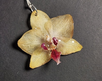 Real Orchid Resin Pendant: Handmade Botanical Flower Necklace