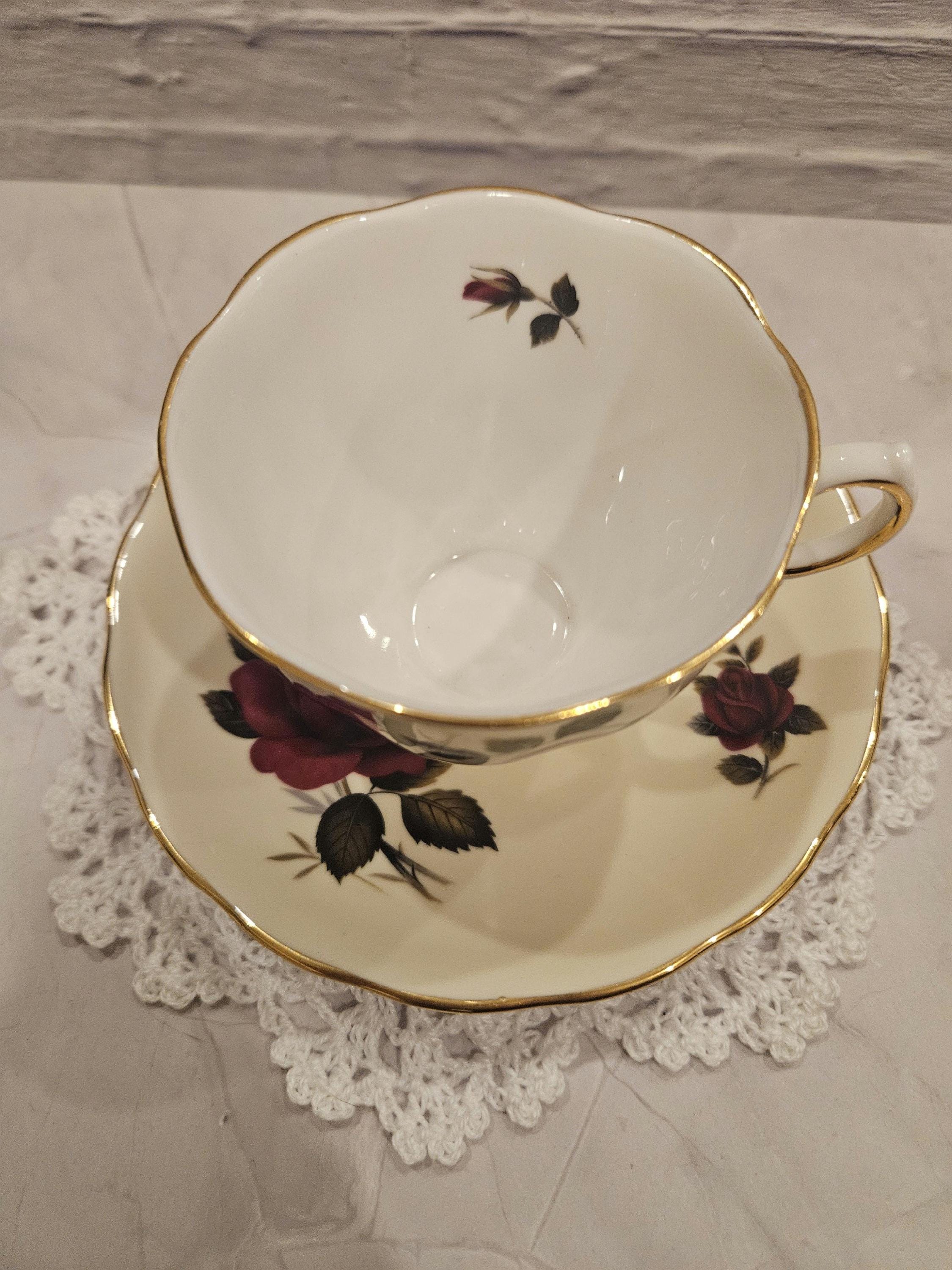 Colclough Red Roses Vintage Bone China Tea Cup Set - Etsy