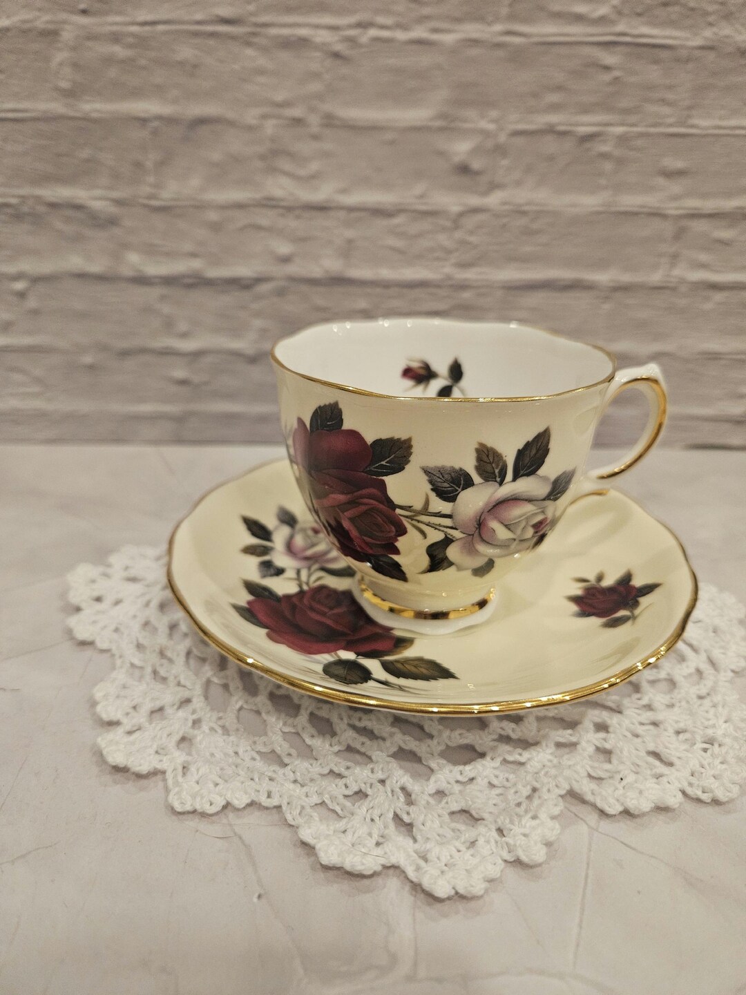 Colclough Red Roses Vintage Bone China Tea Cup Set - Etsy