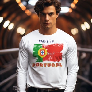 Portugal Made Unisex Tee, Portuguese Flag Long Sleeve Tshirt, Gift for Proud Portuguese, Portugal Independence Day Shirt, European Soccer