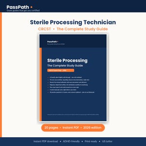 Guida di studio per Tecnico di Sterilizzazione, Preparazione all'esame CRCST 2026, Tecnico SPD, Sterilizzazione, Domande di pratica, Flashcard, Materiale stampabile per ADHD