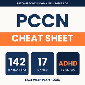 Progressive Care Nursing Cheat Sheet 2026, PCCN Cram Sheet, Last Week Plan and 142 Flashcards, Printable