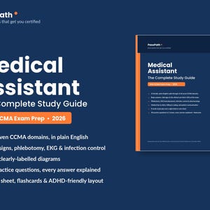 NHA CCMA-studiegids 2026, examenvoorbereiding medisch assistent, vitale functies, aderlaten, anatomie, oefenvragen, flashcards, ADHD-vriendelijk