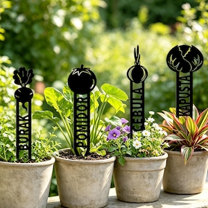 Étiquettes de jardin en métal personnalisées pour légumes, tuteurs en fer personnalisés, étiquettes pour plantes avec différents motifs de légumes