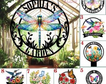 Personalized Garden Metal Sign,Up to 12 Designs, Custom Greenhouse Name Sign,Back Yard Decor,Metal Garden Decor,Metal Yard Decor, Mom‘s Gift
