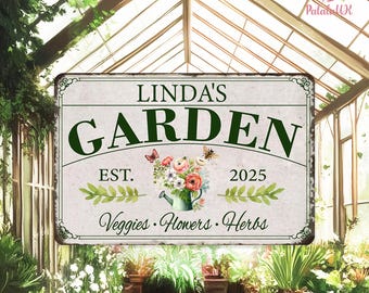 Plaque de jardin personnalisée, Plaque nominative de jardin fleuri, Jardin d'herbes aromatiques végétariennes, Décoration de patio, Décoration de porche, Cadeaux pour maman, Amateur de jardin, Cadeau pour jardinier