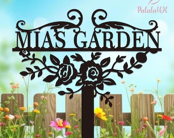 Custom Garden Stake Metal Sign,Personalize Garden Name Sign,Personalize Flower Sign with Stake,Outdoor Metal Sign,Garden Decor,Gardener Gift