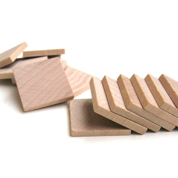 25 - 1" Unfinished Wood Squares - 25 mm - Wooden Square Tiles for Crafting