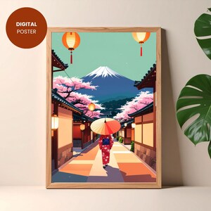 Póster digital Japón Fuji, descarga digital para imprimir tú mismo para decoración de pared