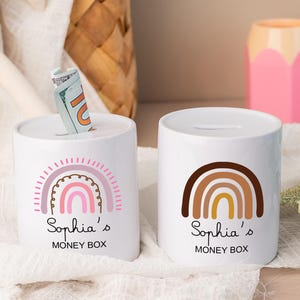 Personalised Ceramic Money Box,Custom Rainbow Bank with Name,Gift for Her Him,Birthday,Home Gift,Baby Shower Gifts,Children&#39;s Money Box
