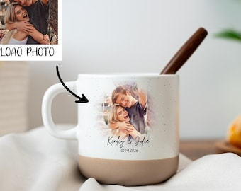 Taza de cerámica con foto de acuarela personalizada, taza de café con foto personalizada, regalo para familia, regalo de recuerdos de pareja, regalo para mejores amigas, regalo para abuela