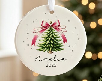Babys First Christmas Ornament Ceramic,Personalized Baby's First Christmas Ornament Girl, Christmas Ornament for Baby Girl,Gift for New Baby