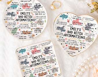 Personalized My Swear Affirmations Ring Dish, Custom Name Jewelry Dish, Inspirational Quote Jewelry Tray, Gifts For Friends, Besties Gifts