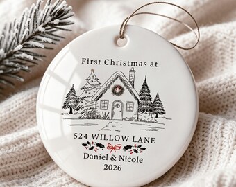 First Christmas At Our New Home Ornament, New Home Christmas Ornament, Our First Home Keepsake,Couple Name Ornament, Wedding Christmas Gift