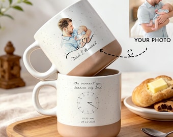 Custom Pottery Mug For Daddy, Est 2026 New Dad Gift, Pregnancy Announcement Coffee Cup, Father's Day Gift