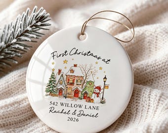 Personalised Our First Christmas At Our New Home Bauble, Custom Name Ornament, New Home Gift, Couple Keepsake, Housewarming Decoration