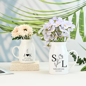 Personalized Engagement Flower Vase,Custom Wedding Date&Initials Vase,Wedding Gift,Bridal Shower Gift,Newlyweds Gift,Gift for Couples