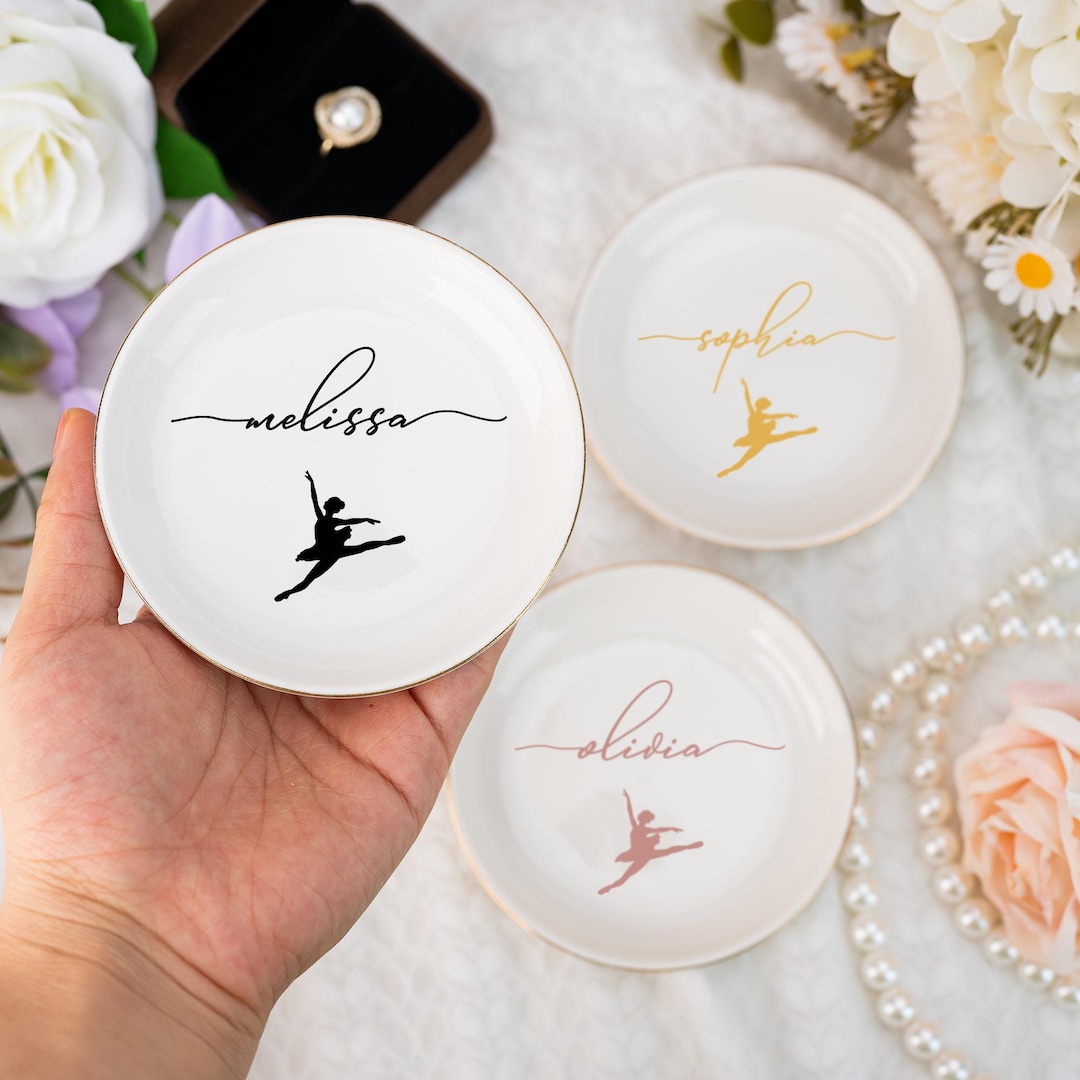 Personalized Ballet Ring Dish, Dance Jewelry Dish for Girl, Dance ...