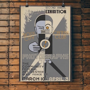 Vintage Photo Exhibition Poster, Photography Wall Art, Sioux City Camera Club Sign, Mid-Century Art Poster, Matte Vertical Poster Banner