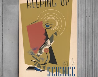 Vintage Science Poster, Retro Microscope Eye Art Print