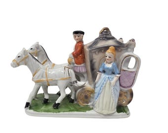 Vintage Porcelain Horse Drawn Carriage Figurine