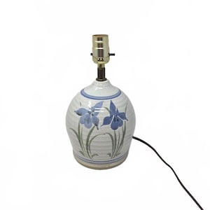 Vintage Studio Pottery Lamp Base – Hand Painted Floral – Tested Working NO SHADE