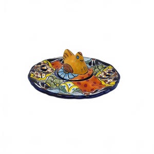 Hand-Painted Talavera Pottery Deviled Egg Tray Dish with Chicken Lid