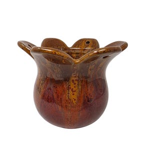 Vintage INARCO Japan Hanging Planter Brown Drip Glaze Flower Pot