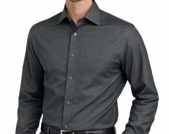 Button Down Shirt | Charcoal Grey Dress Shirt for Man - Etsy Button Down Shirt | Charcoal Grey Dress Shirt for Man - Etsy
