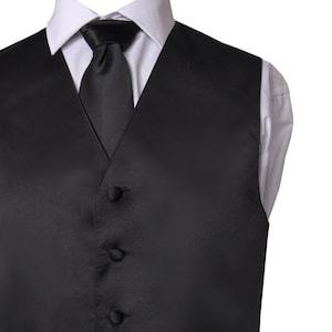 Men&#39;s Black Vest Set: Necktie, Bow Tie & Pocket Square