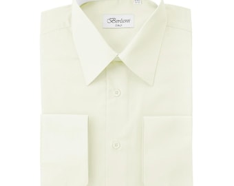 Men's Ivory French Cuff Dress Shirt - Modern Fit Groom & Groomsmen Wedding Shirt - Convertible Cuff Formal Shirt for Men Men's Ivory French Cuff Dress Shirt - Modern Fit Groom & Groomsmen Wedding Shirt - Convertible Cuff Formal Shirt for Men