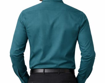 Men's Hunter Green Dress Shirt  Modern Fit Convertible Cuff Shirt for  Weddings, Formal Events & Business | Cufflink Ready - Etsy