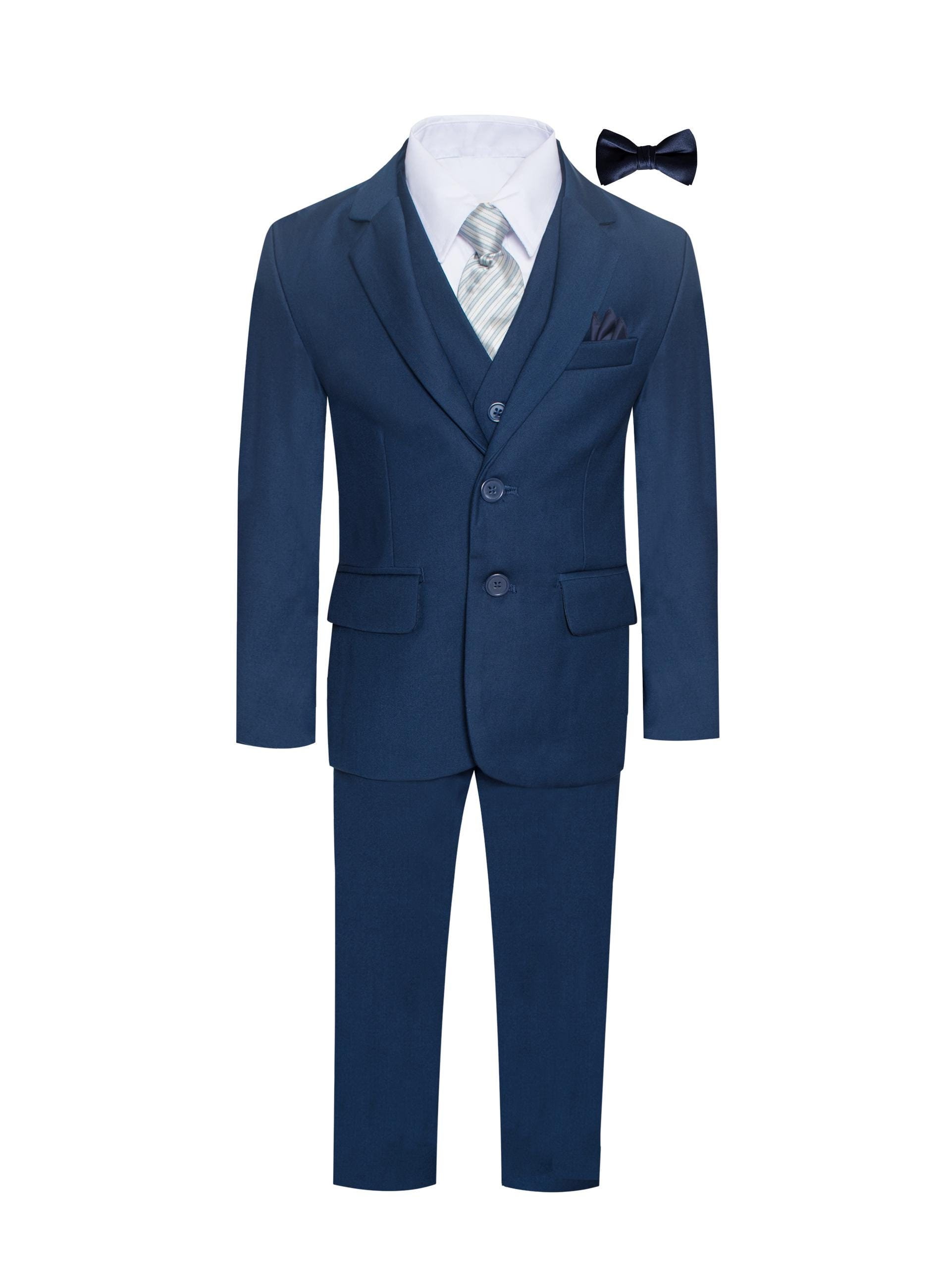 Boys Premium Navy Blue 8 Piece Suit Set