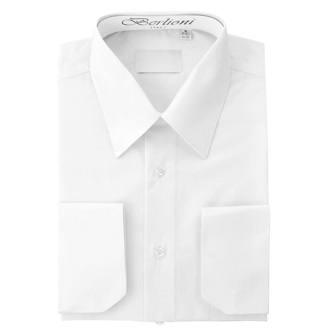 Men's Solid Color Dress Shirt - 60% Cotton 40% Polyester, Regular Fit, Convertible Cuffs, Machine Washable