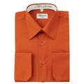 Men's Premium Modern Fit Rust-Burnt Orange Dress Shirt - Convertible French Cuffs