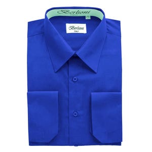 Men&#39;s Premium Modern Royal Blue Dress Shirt - Convertible French Cuffs